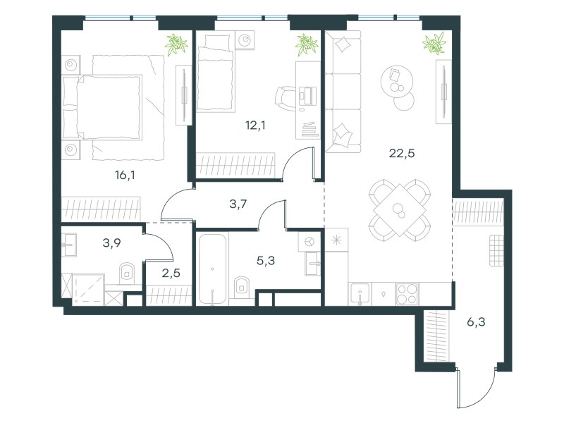 Планировка 72.4 м²