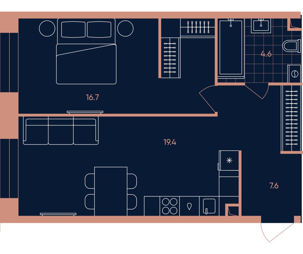 Планировка 48.6 м²