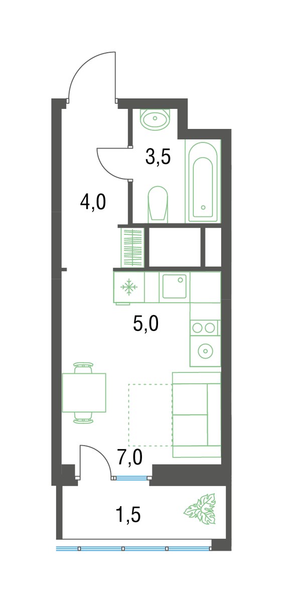 Планировка 20.9 м²