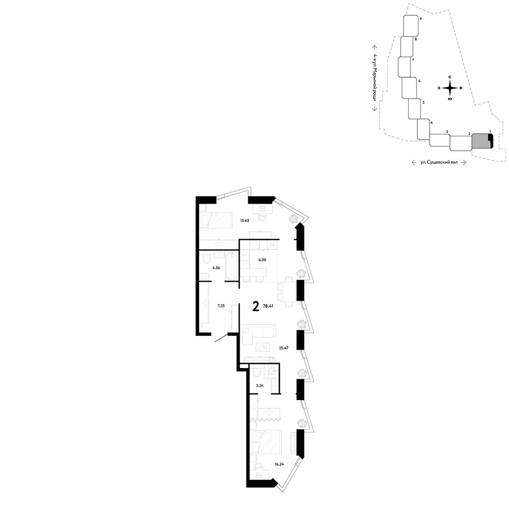 Планировка 78.41 м²