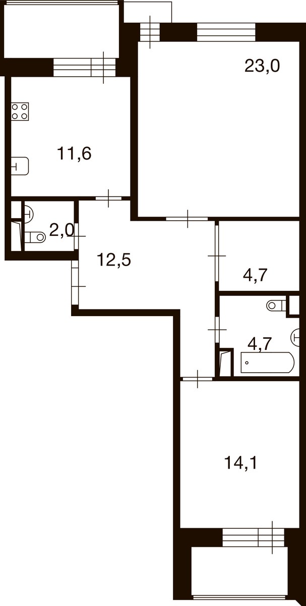 Планировка 72.5 м²