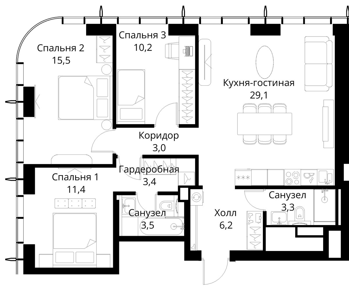 Планировка 85.6 м²