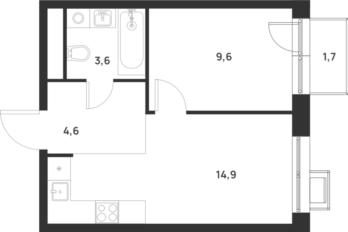 Планировка 33.2 м²