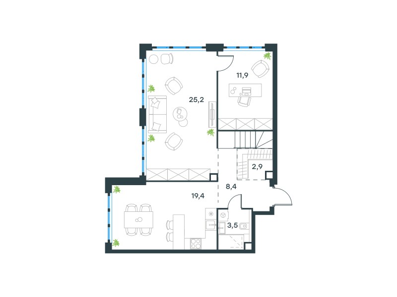 Планировка 117.4 м²