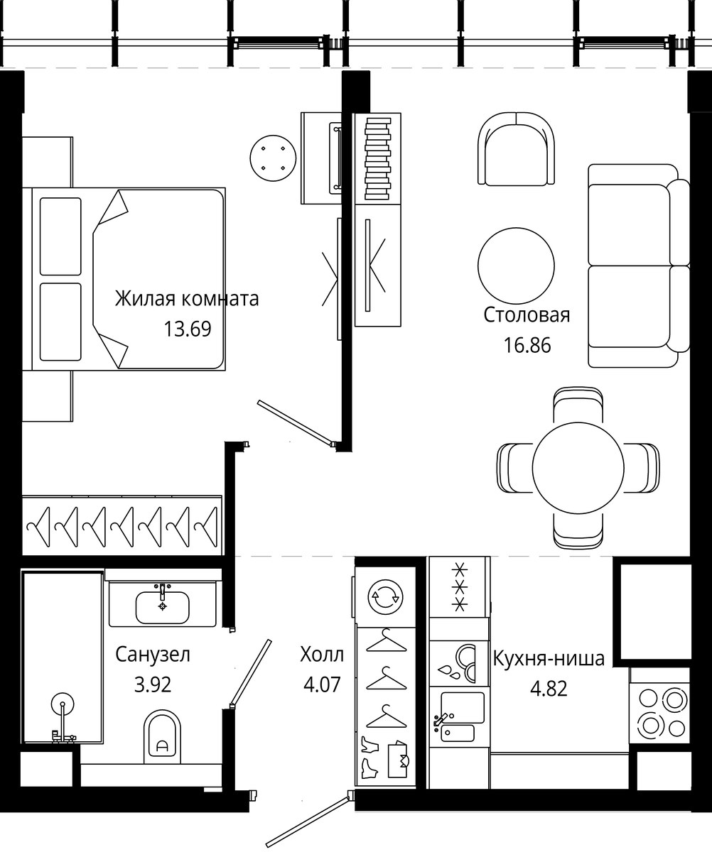 Планировка 43.6 м²