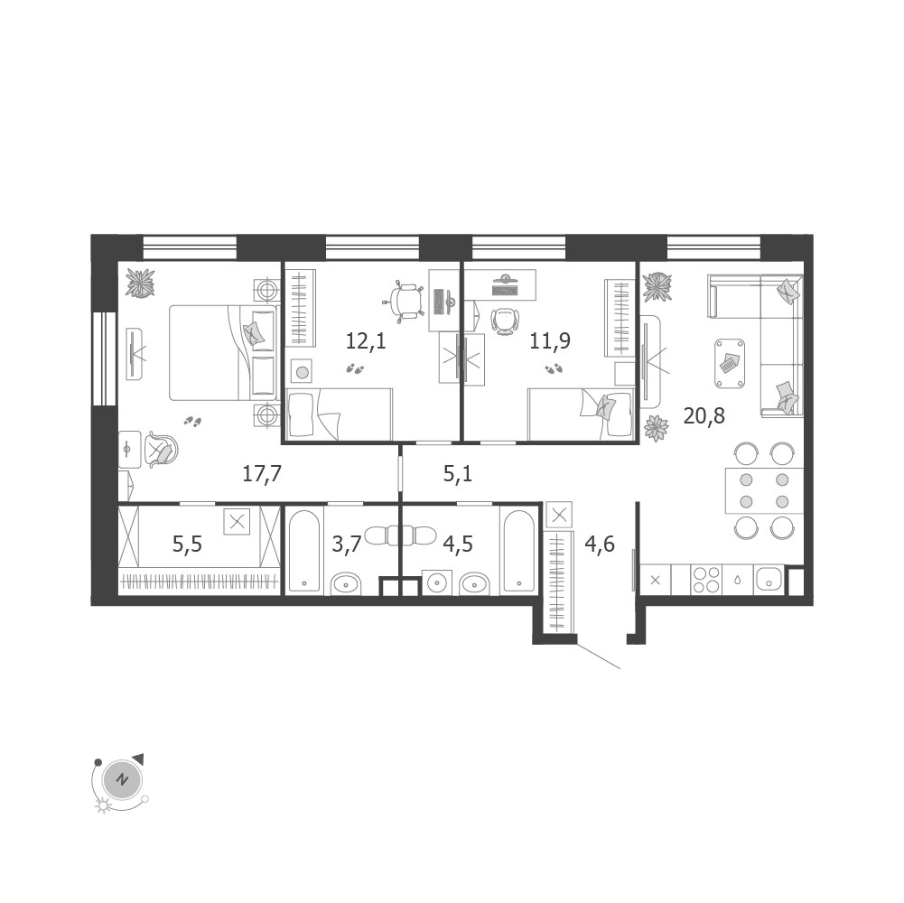Планировка 85.9 м²
