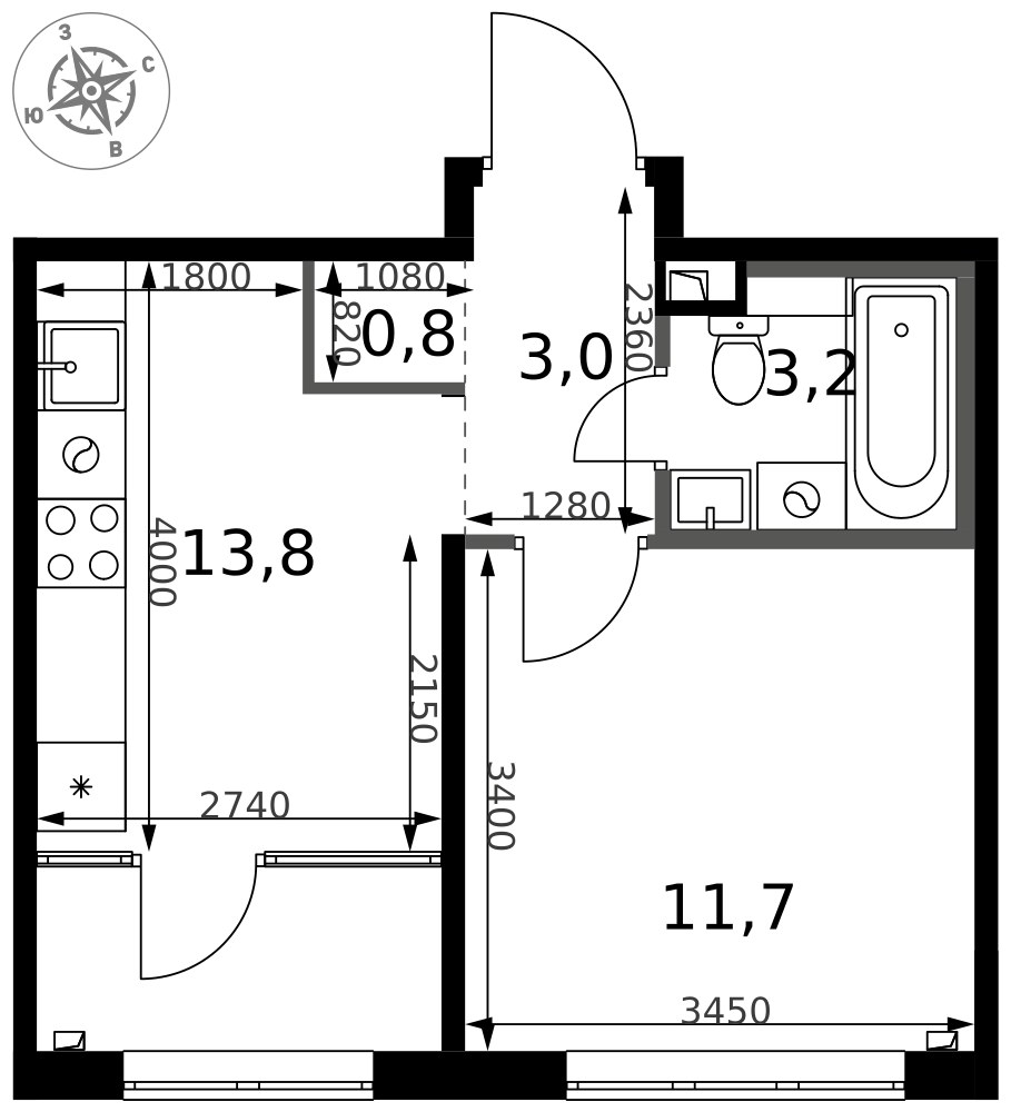 Планировка 32.5 м²