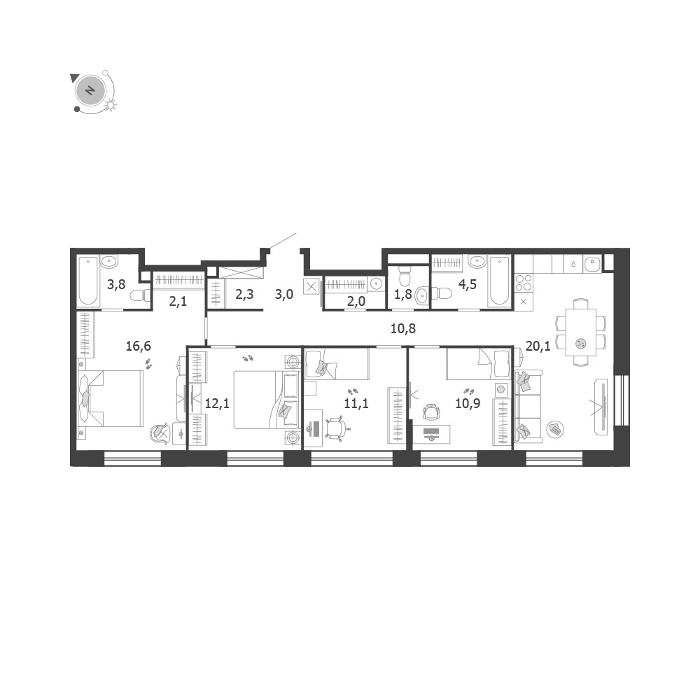 Планировка 101.1 м²