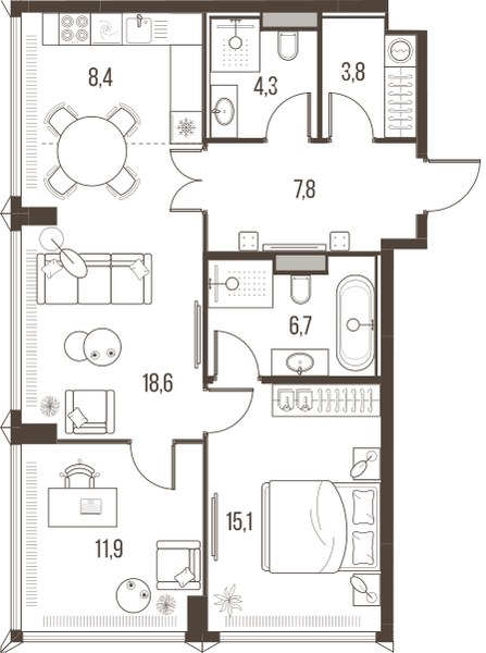 Планировка 76.6 м²