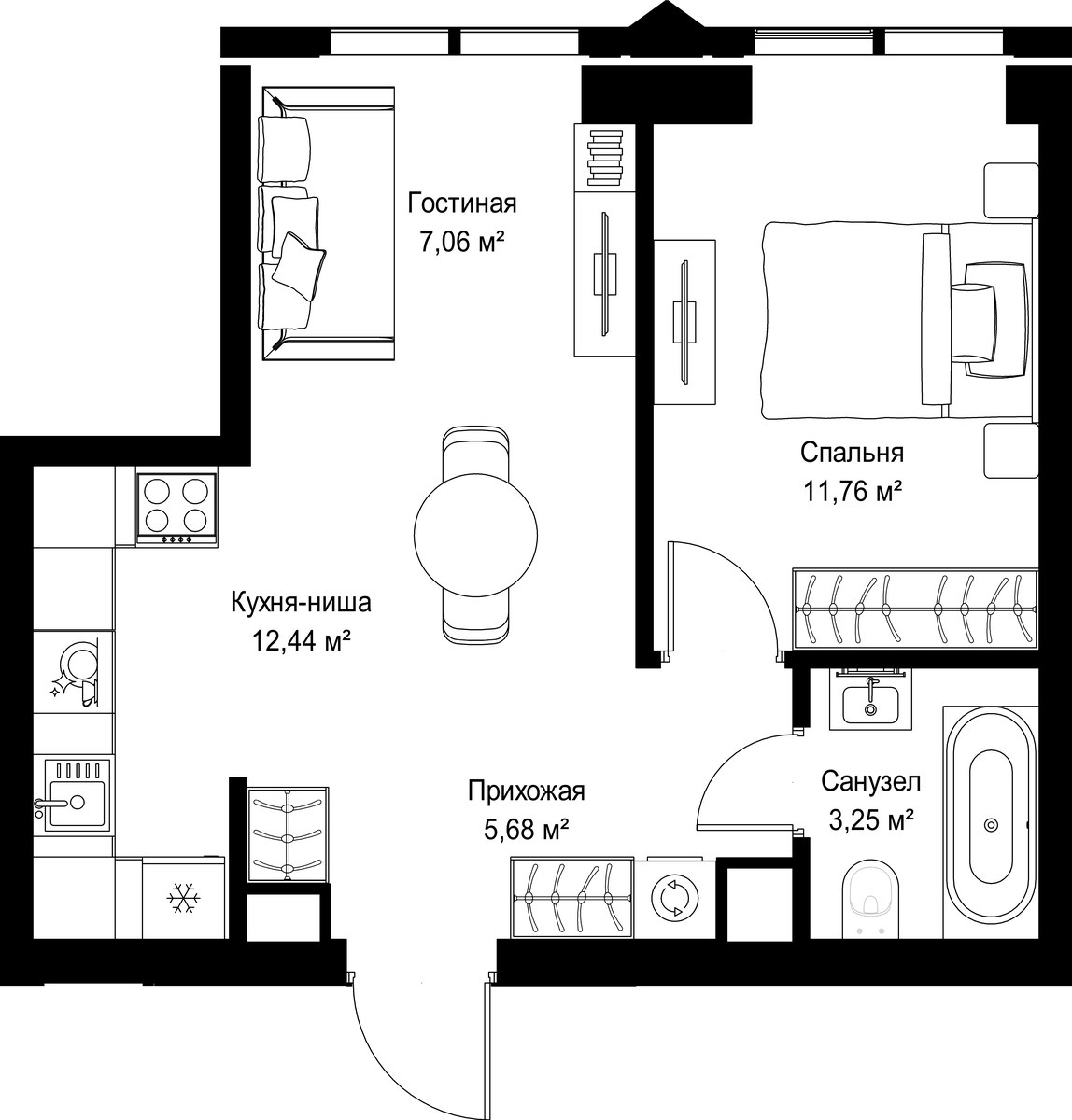 Планировка 40.19 м²