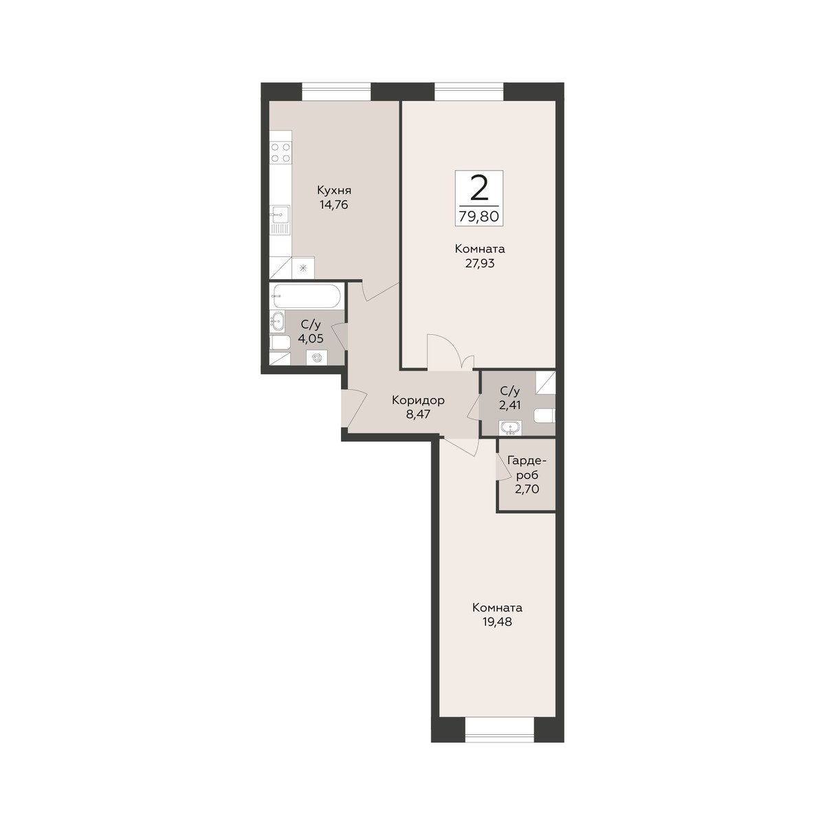 Планировка 79.8 м²
