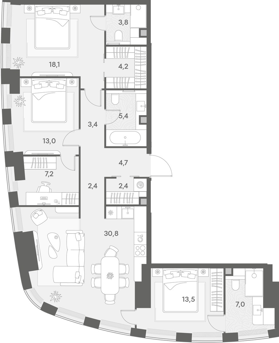 Планировка 115.9 м²