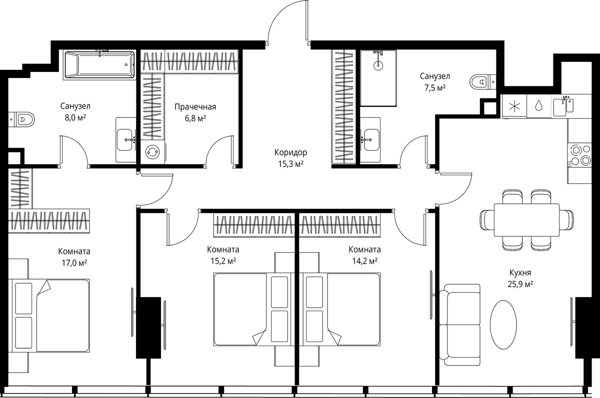 Планировка 109.9 м²