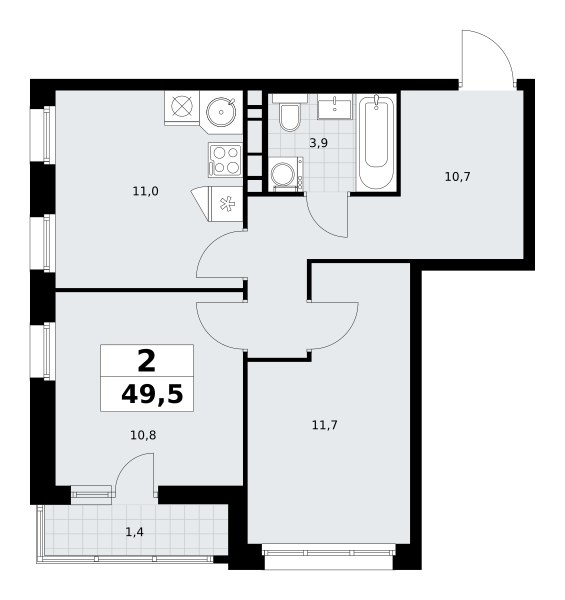Планировка 49.5 м²
