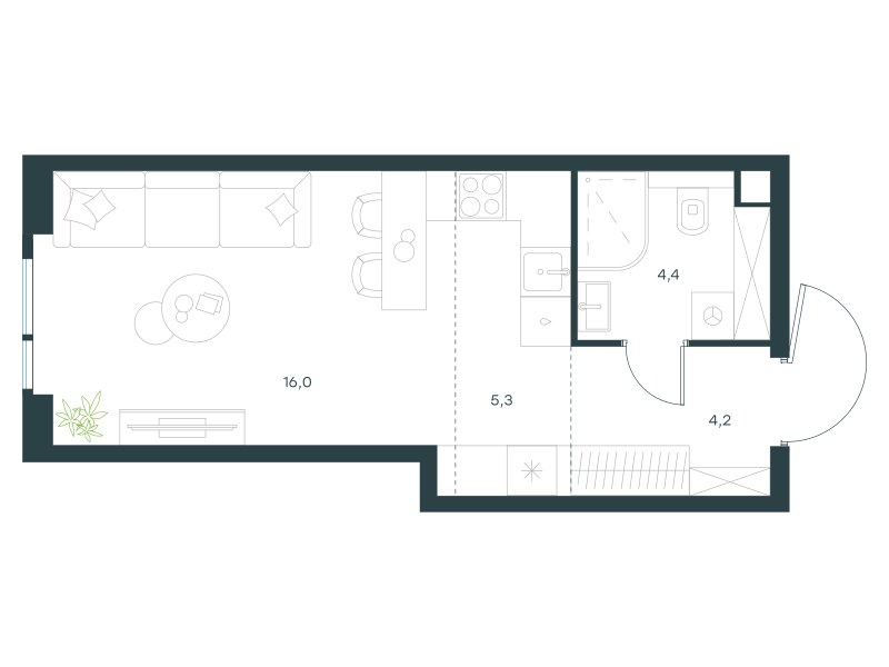 Планировка 29.9 м²