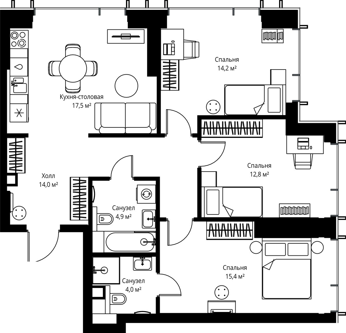 Планировка 82.8 м²