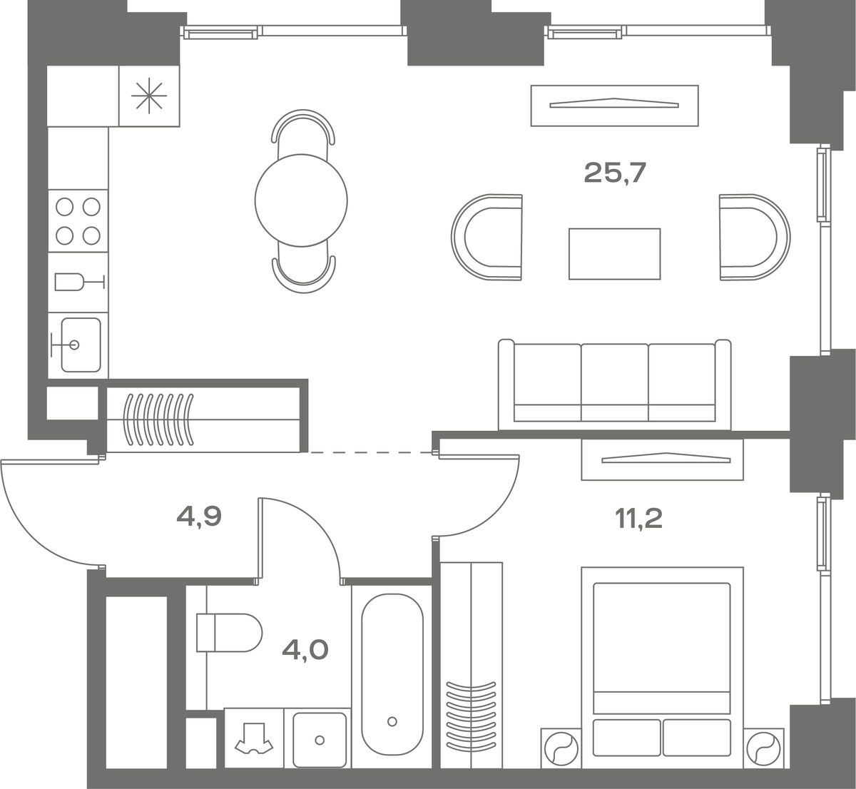 Планировка 45.8 м²