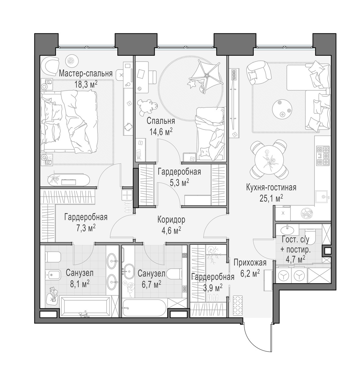 Планировка 105.2 м²