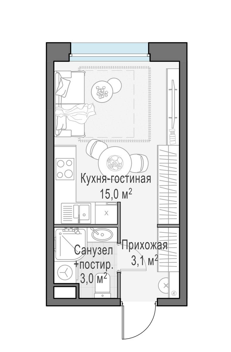 Планировка 21.1 м²