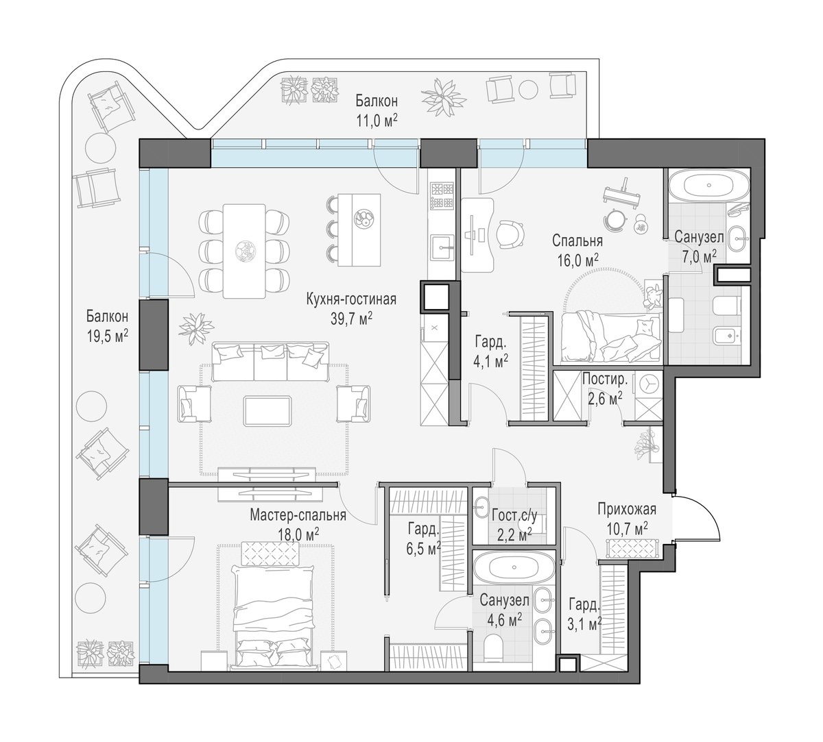 Планировка 126.4 м²