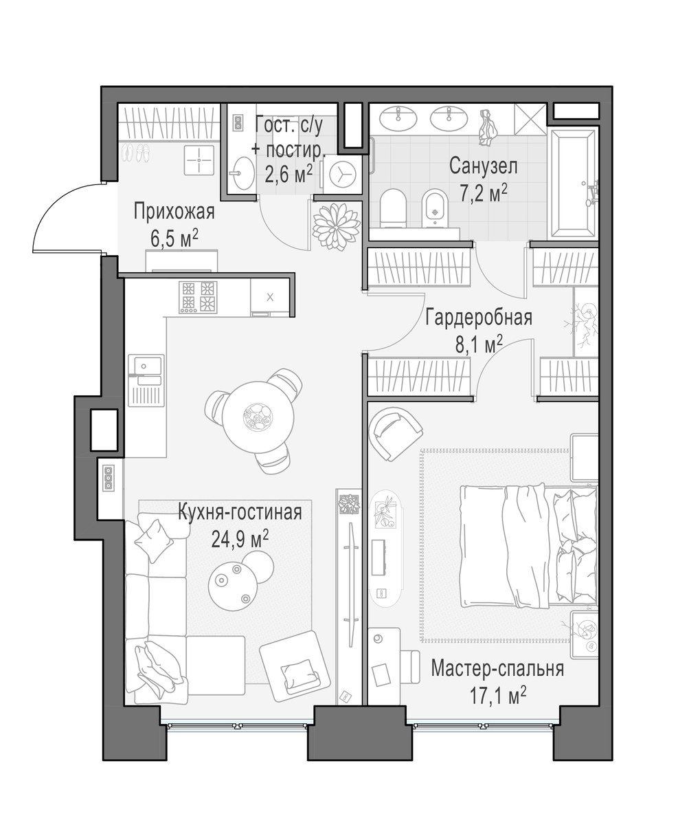 Планировка 66.8 м²