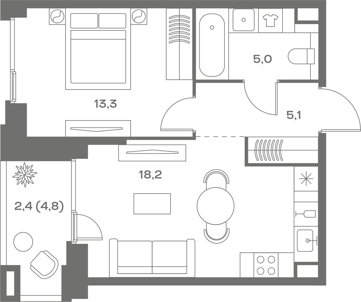 Планировка 44.0 м²