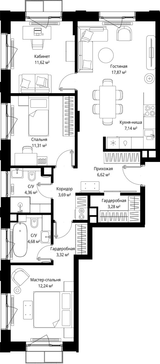 Планировка 86.13 м²