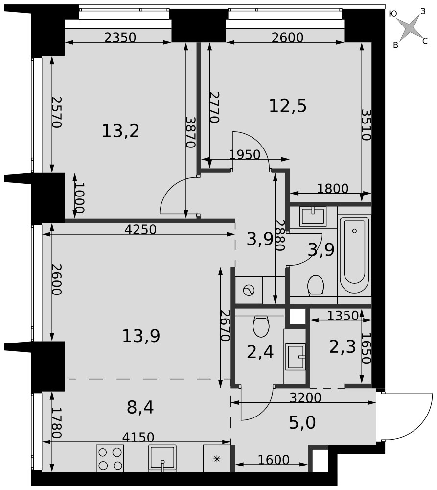 Планировка 65.5 м²