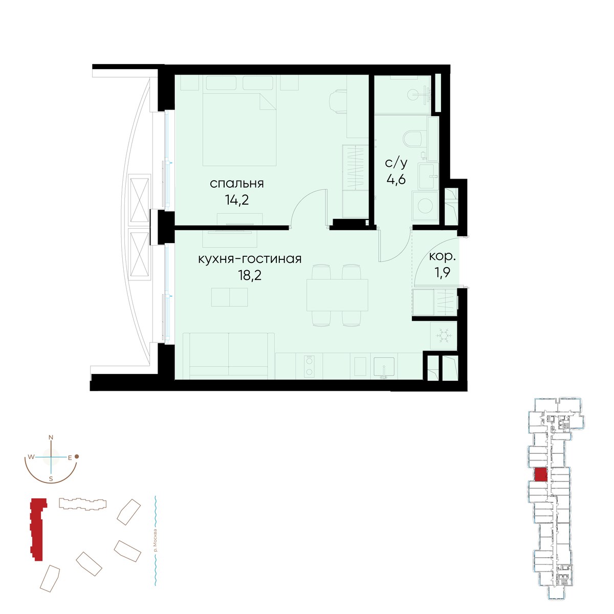 Планировка 38.9 м²