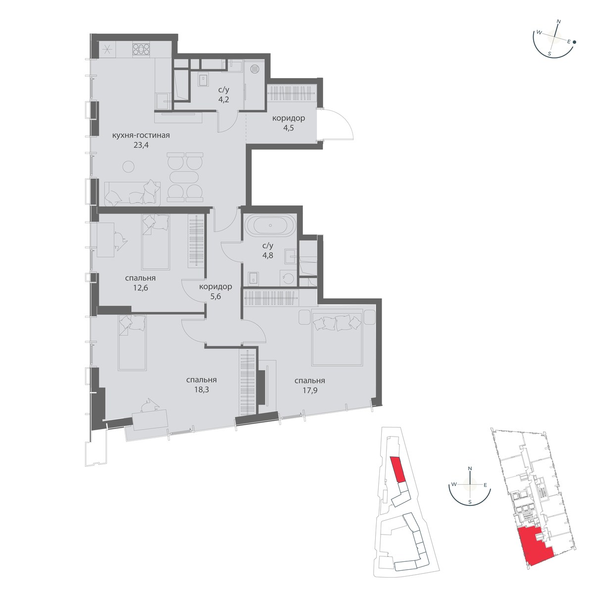Планировка 91.3 м²