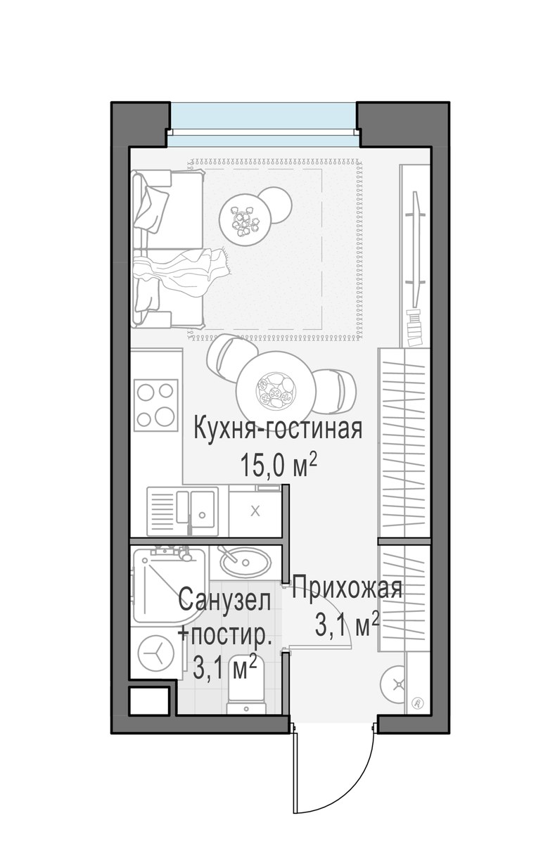 Планировка 21.1 м²