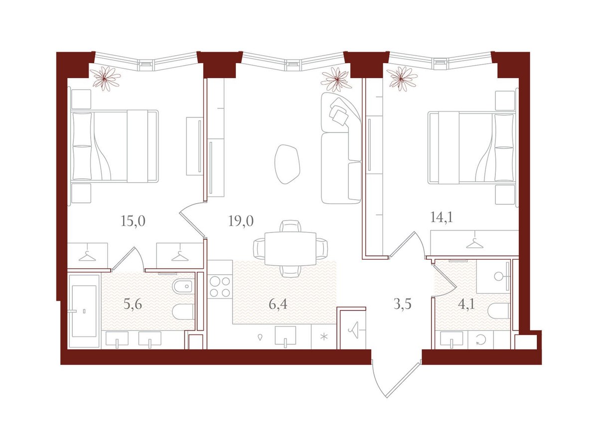 Планировка 67.7 м²