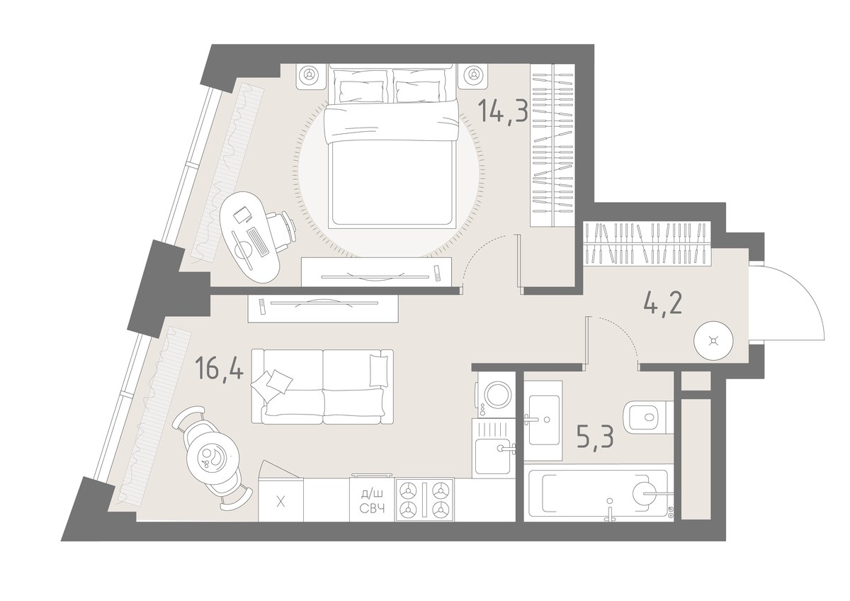 Планировка 40.2 м²