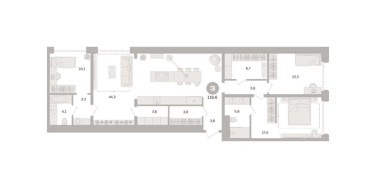 Планировка 119.6 м²