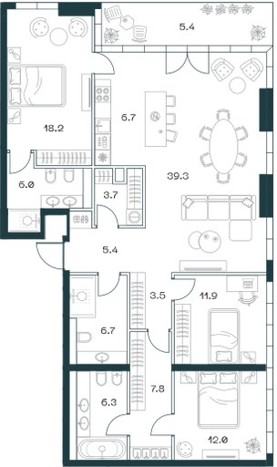 Планировка 133.1 м²