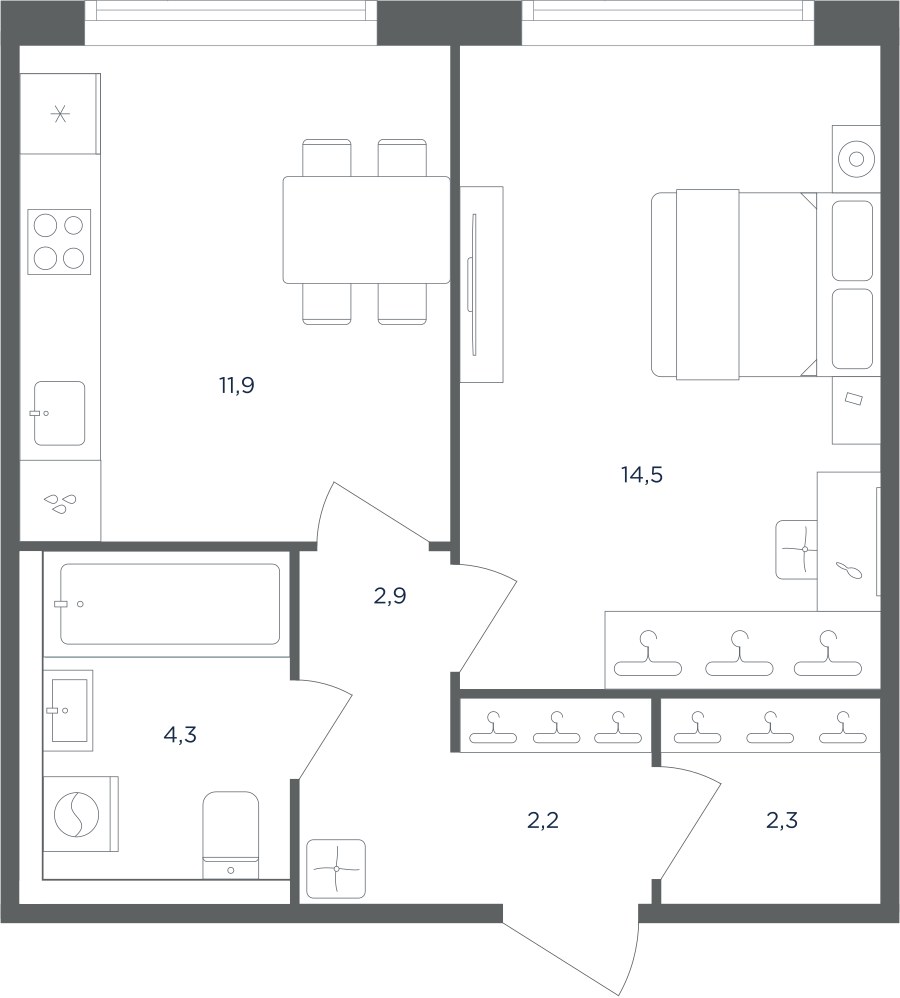 Планировка 38.1 м²