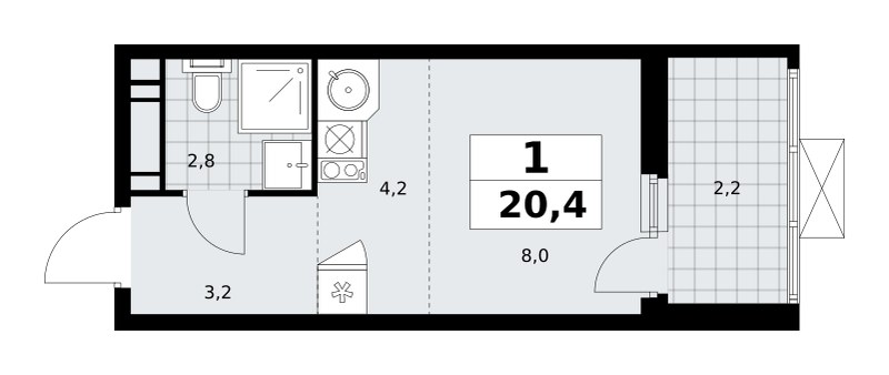 Планировка 20.4 м²