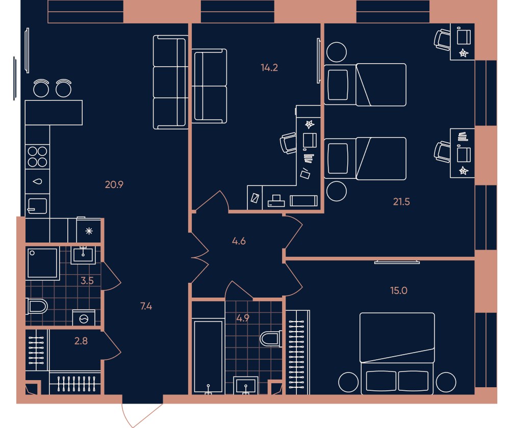 Планировка 95.1 м²