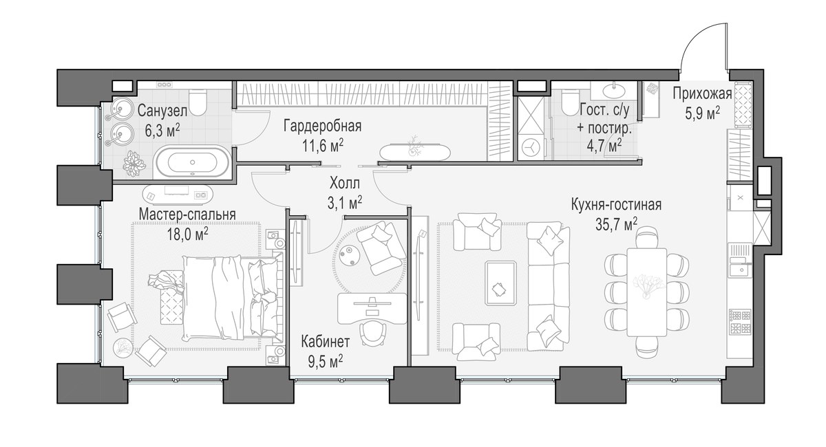 Планировка 95.4 м²