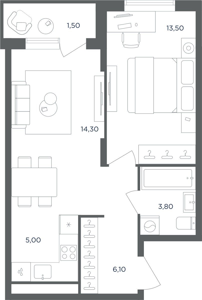Планировка 44.0 м²