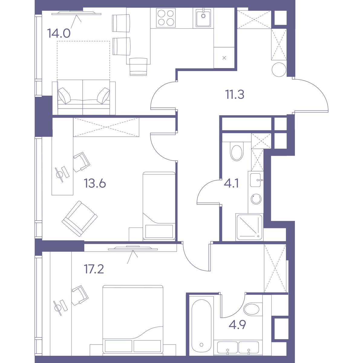 Планировка 65.1 м²