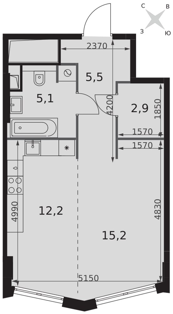 Планировка 40.9 м²