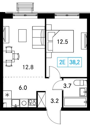 Планировка 38.0 м²