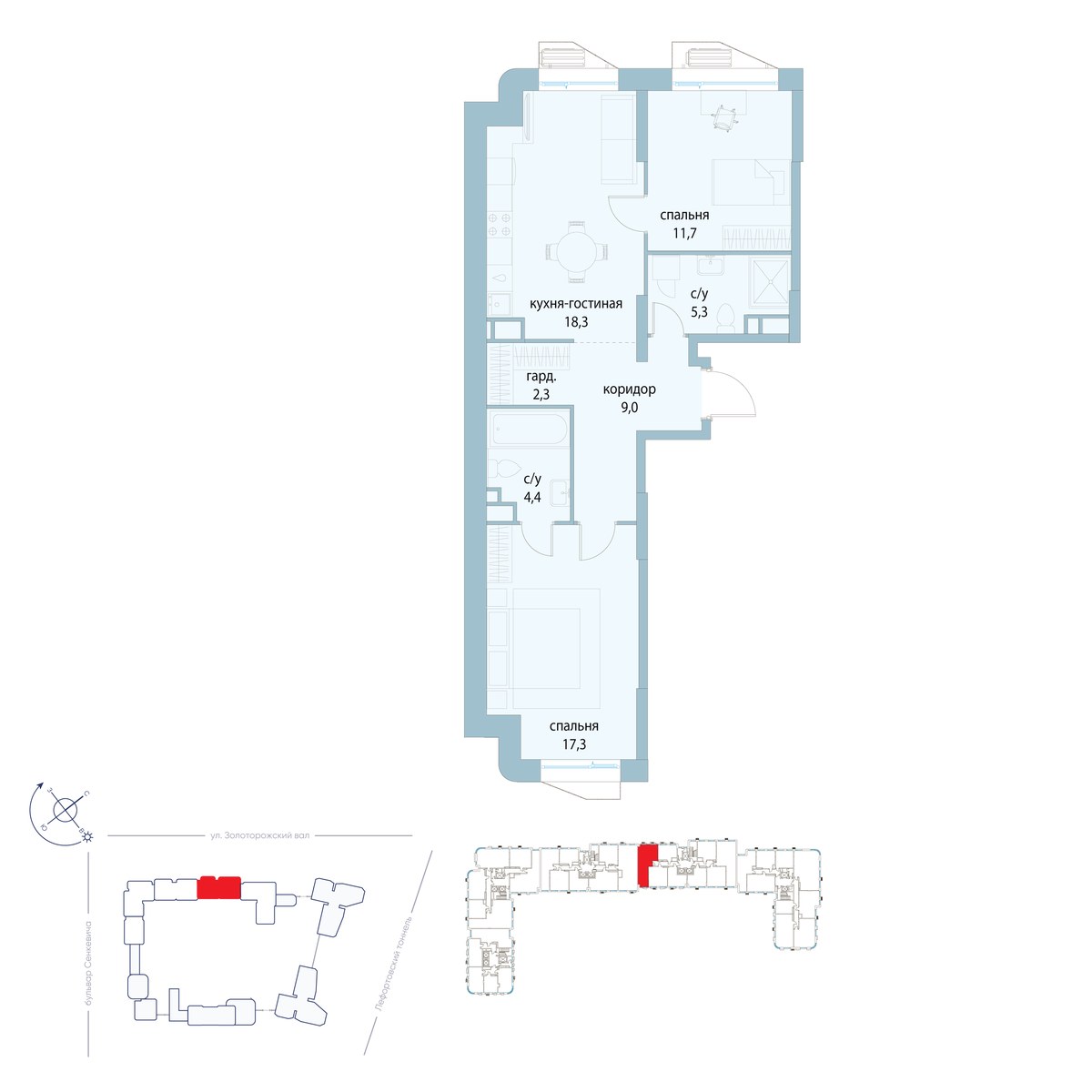 Планировка 68.3 м²