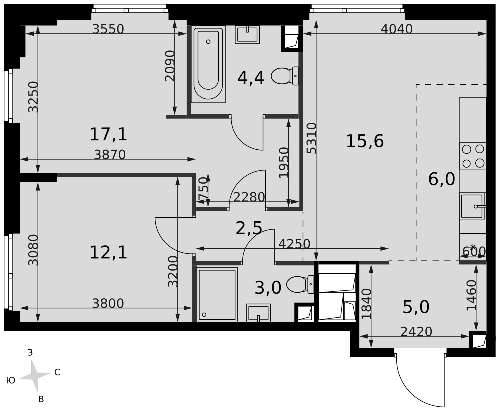 Планировка 65.7 м²