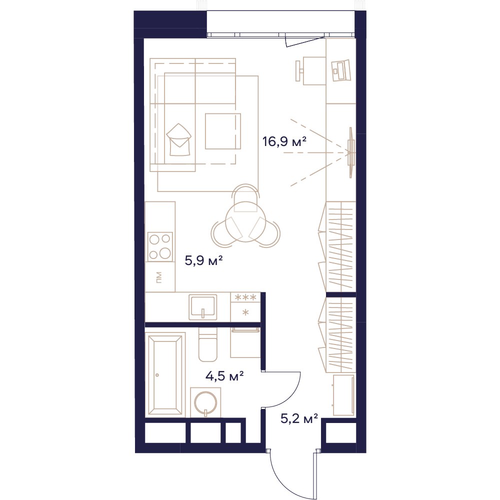 Планировка 32.8 м²