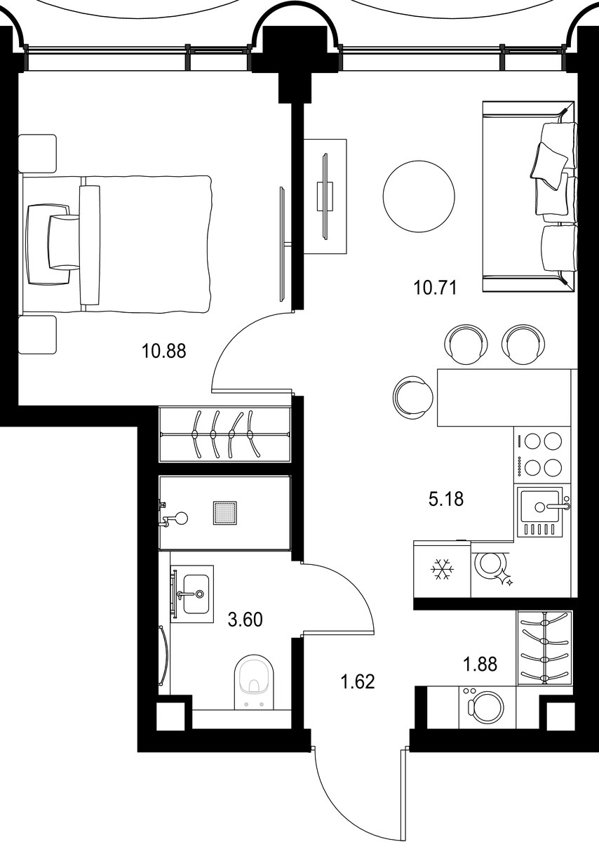 Планировка 33.87 м²