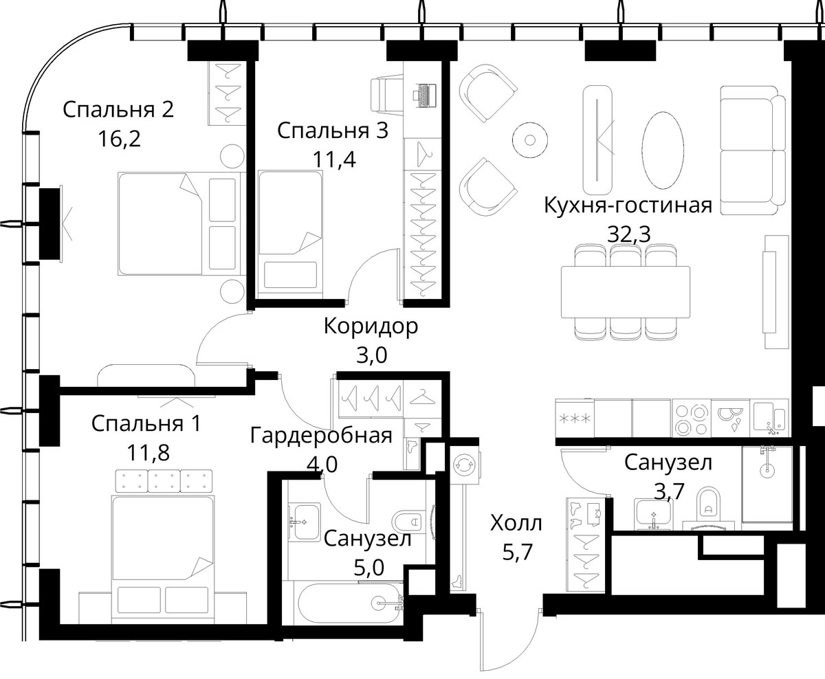 Планировка 93.1 м²