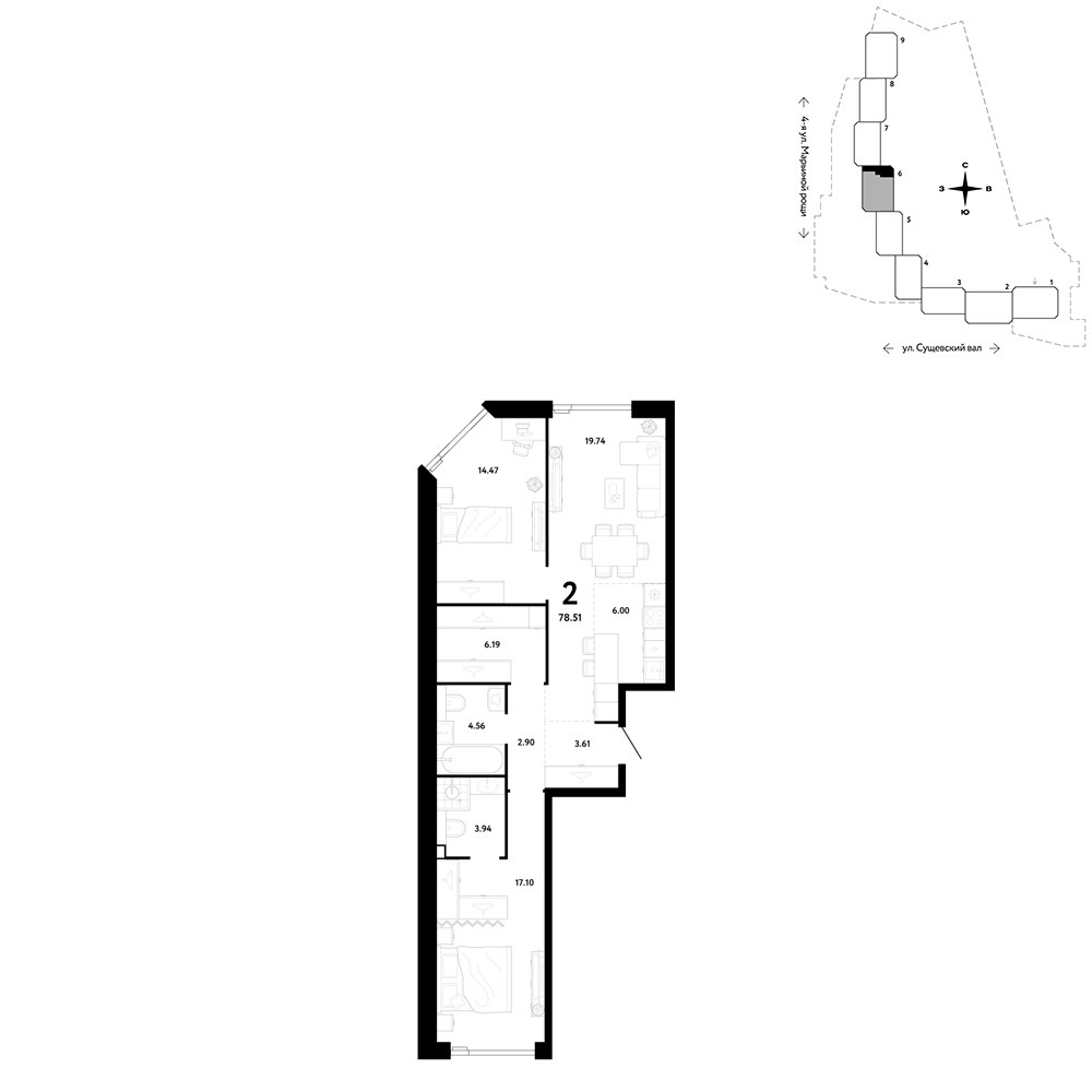 Планировка 78.51 м²
