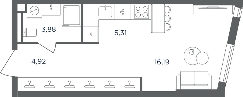 Планировка 30.3 м²